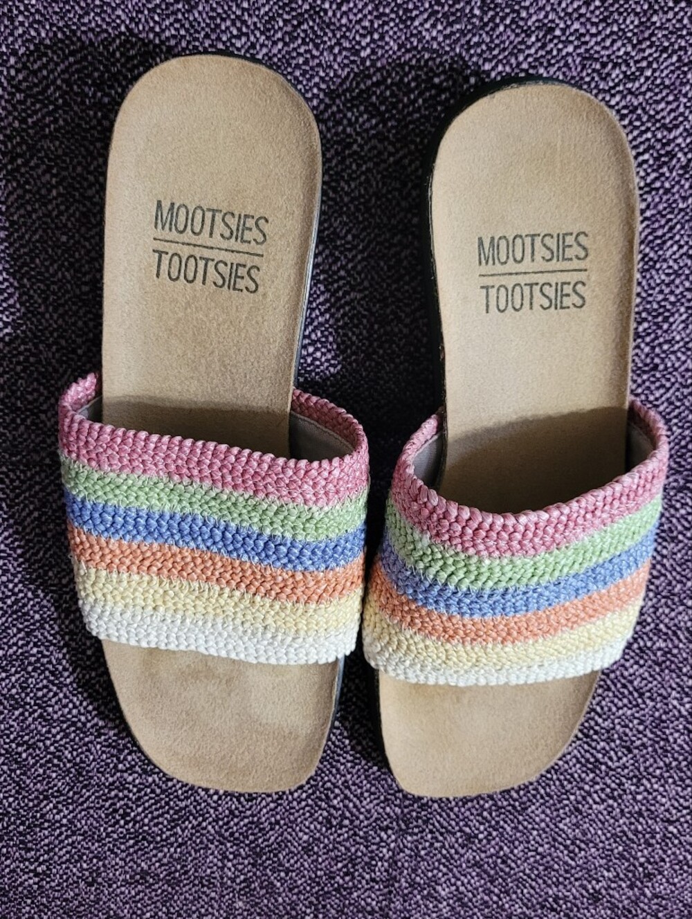 Mootsies Tootsies Rainbow Woven Slide Sandals – Size 6.5